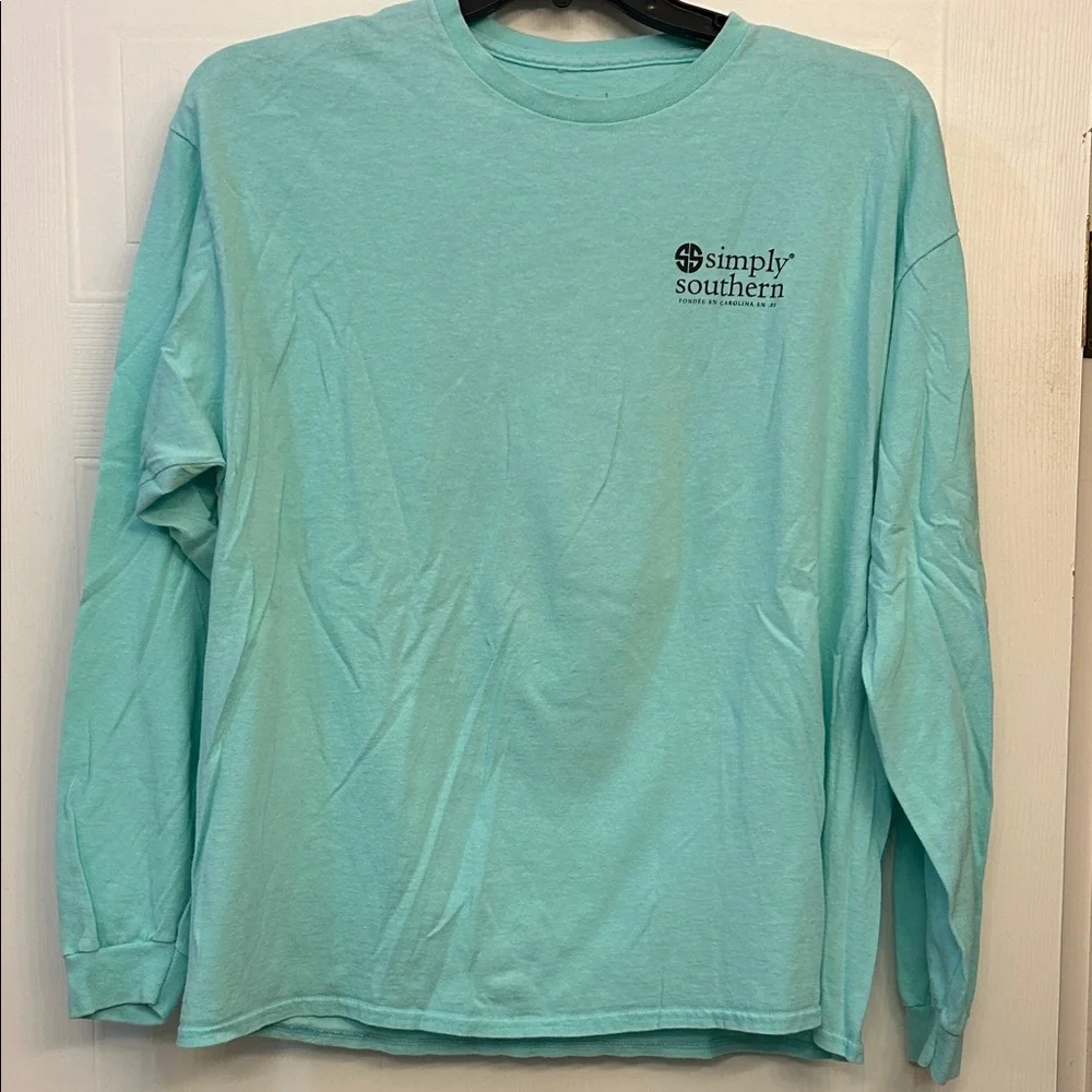 Simply Southern Turquoise Snowman Long Sleeve Tee - Picture 3 of 5